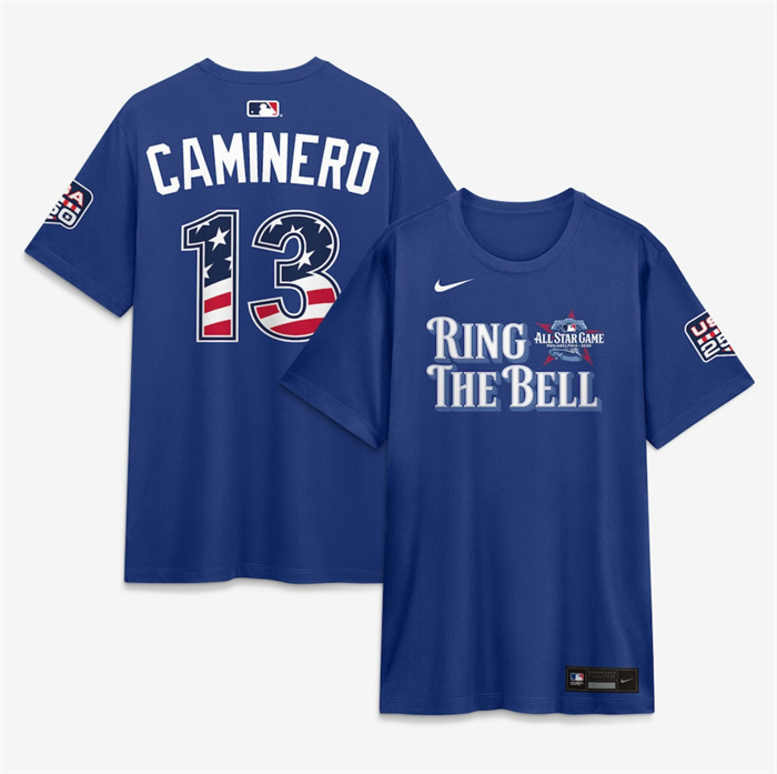 Men's American League #13 Junior Caminero Blue 2026 All-Star Game Name & Number T-Shirt